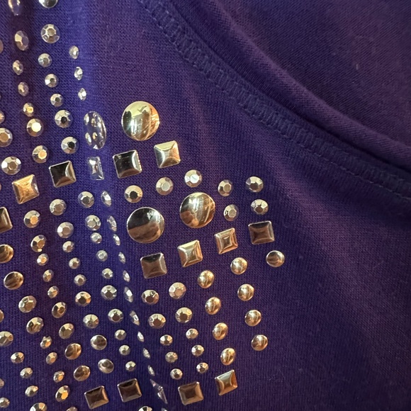 Loop 18 Royal Blue T-Shirt Knit Top with Shoulder Bling.  Size 13/15. - Picture 3 of 5